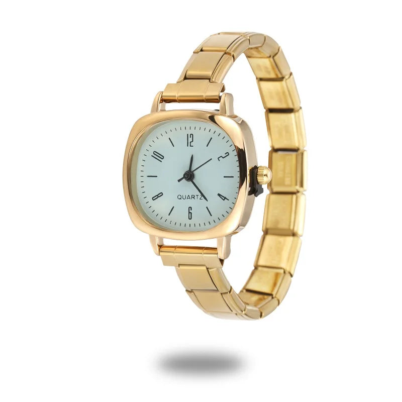 1PC Fashion Stainless Steel Round and Square Simple Watch Bracelet Bangle for Friend Birthday Men's Women's DIY Jewelry Gifts