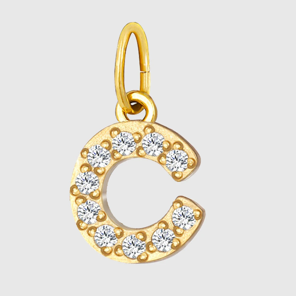 eManco Luxury Zirconia Alphanumeric Pendant Stainless Steel Gold Plated DIY Necklace Wholesale