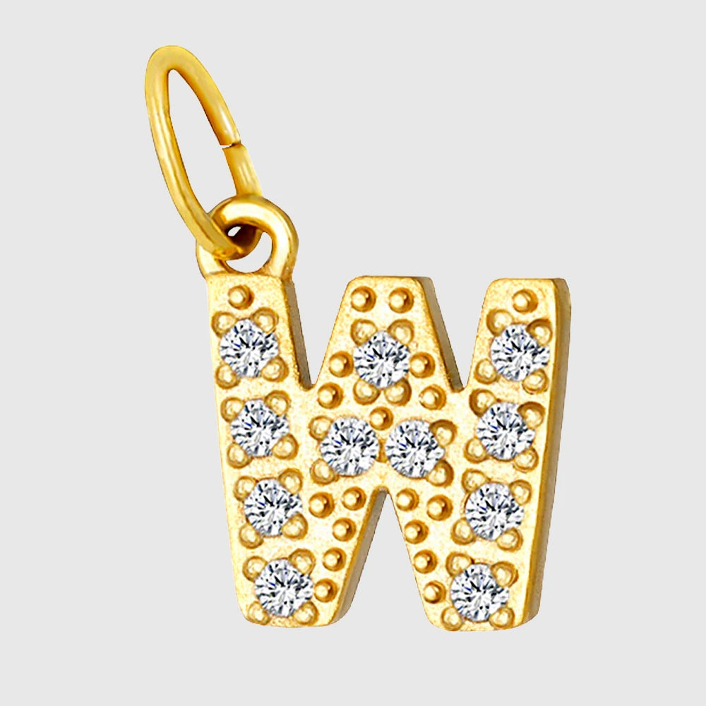 eManco Luxury Zirconia Alphanumeric Pendant Stainless Steel Gold Plated DIY Necklace Wholesale