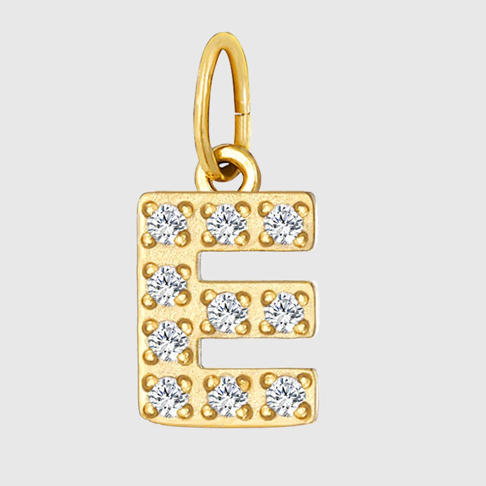 eManco Luxury Zirconia Alphanumeric Pendant Stainless Steel Gold Plated DIY Necklace Wholesale