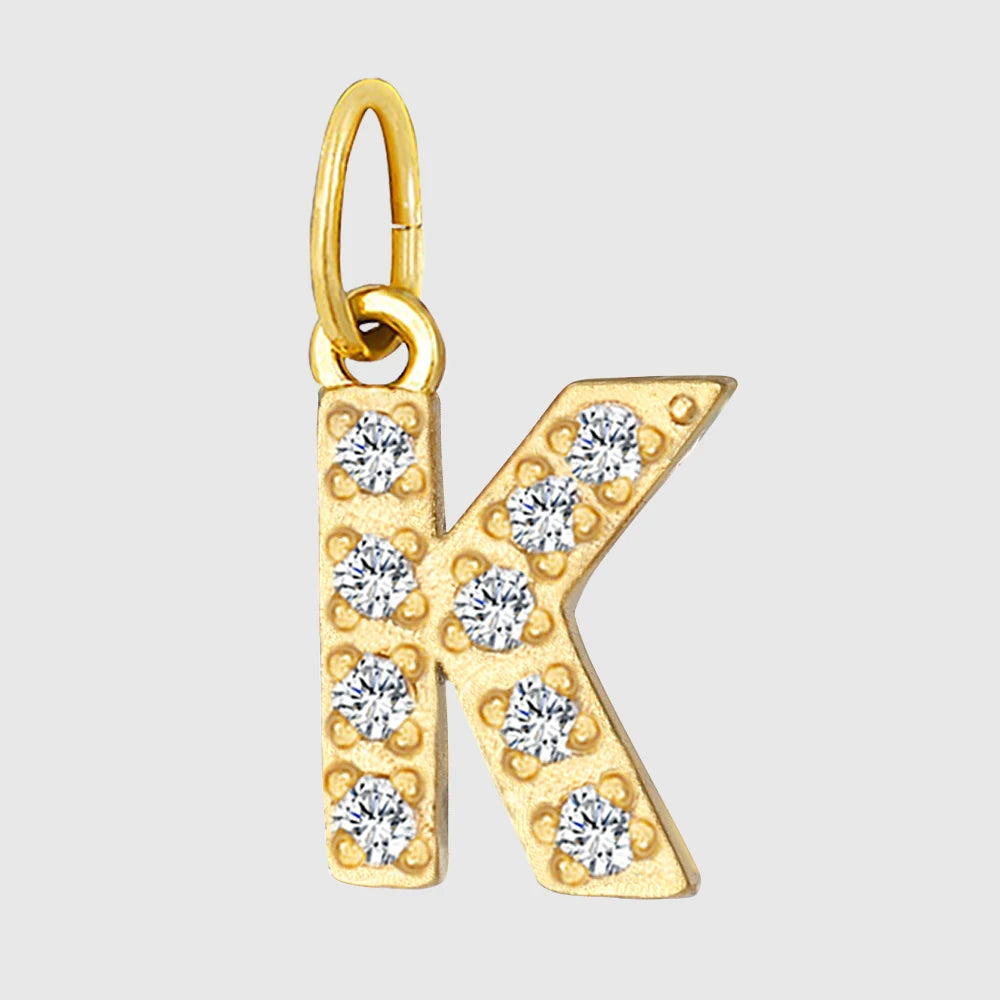 eManco Luxury Zirconia Alphanumeric Pendant Stainless Steel Gold Plated DIY Necklace Wholesale