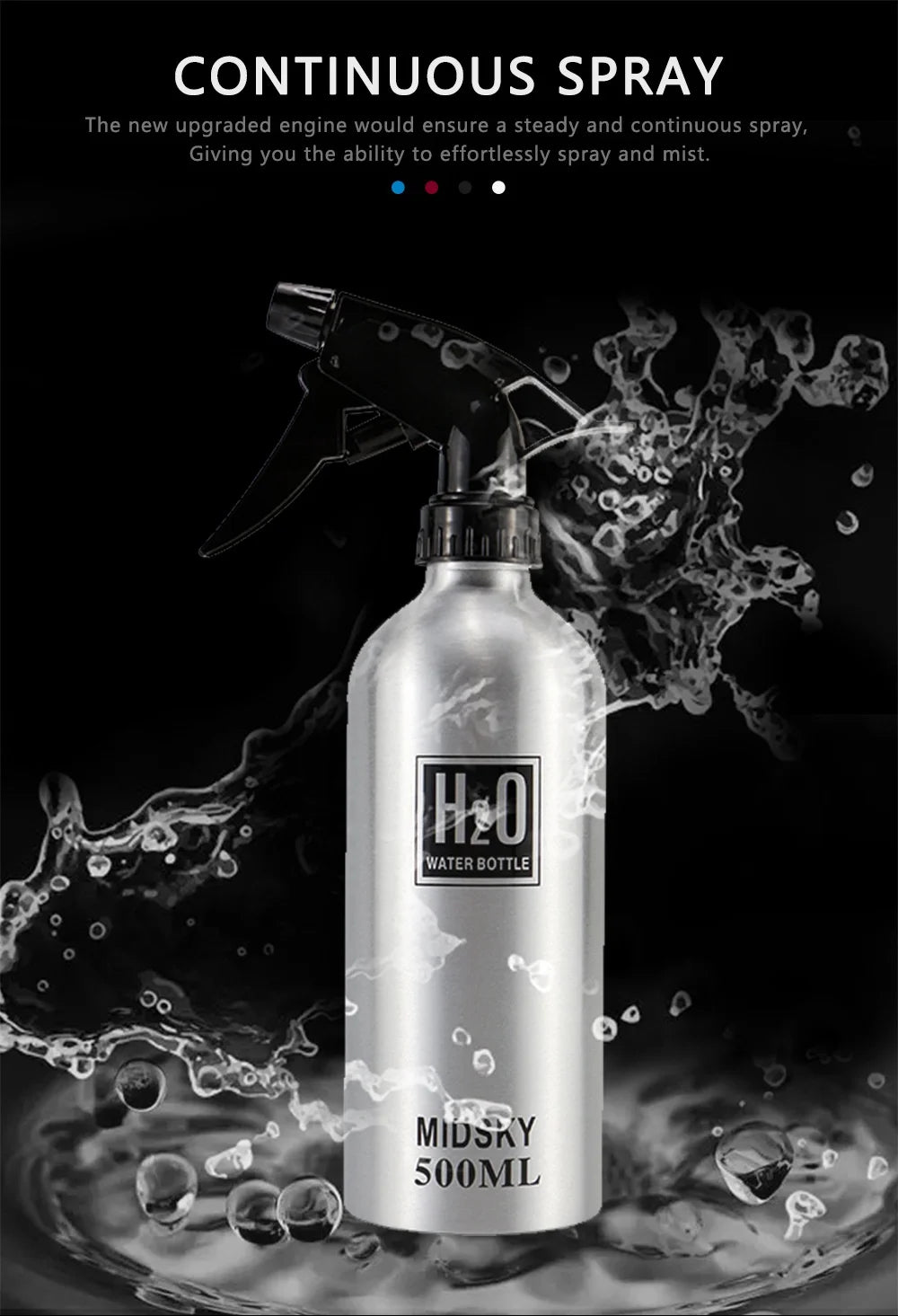 500ml Hairdressing Fine Mist Spray Empty Bottle PET Plastic High Pressure Retro Refillable Bottle Salon Hairdressing Makeup Tool
