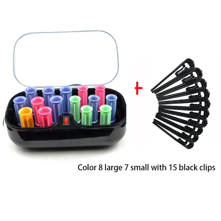15Pcs/set Electrci Hair Perm Rods Dry Wet Dual-purpose Ceramic Hair Curler Self-Grip Lasting Curling Roller For Long Short Hair