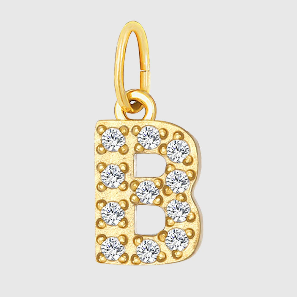eManco Luxury Zirconia Alphanumeric Pendant Stainless Steel Gold Plated DIY Necklace Wholesale