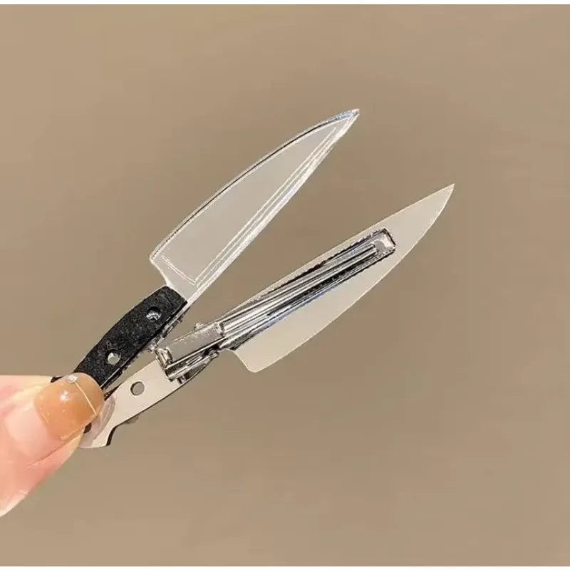 Creative Weird Knife Hair Clips Simulated Scissors Light Bulb Food Hairpins Girls Hairclip Punk Barrette Headwear Accessories
