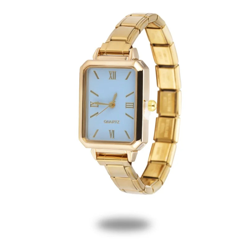 1PC Fashion Stainless Steel Round and Square Simple Watch Bracelet Bangle for Friend Birthday Men's Women's DIY Jewelry Gifts