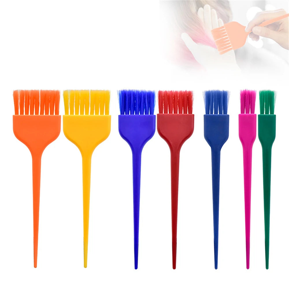 7Pcs/Sets Hairdresser Dye Brush Rat Tail Tinting Colorful Handle Hair Coloring Applicator Combs Salon Hairdressing Style Tools