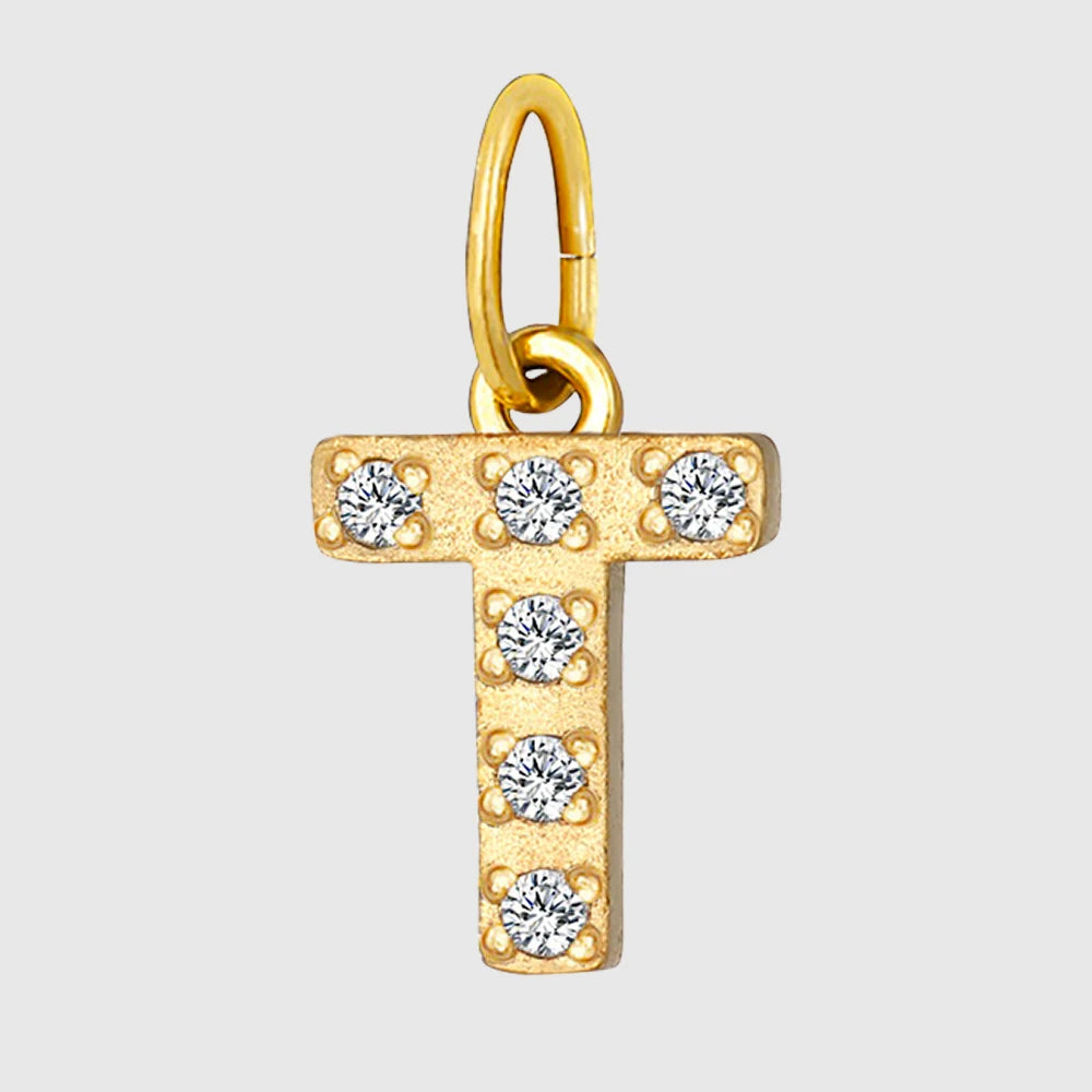 eManco Luxury Zirconia Alphanumeric Pendant Stainless Steel Gold Plated DIY Necklace Wholesale