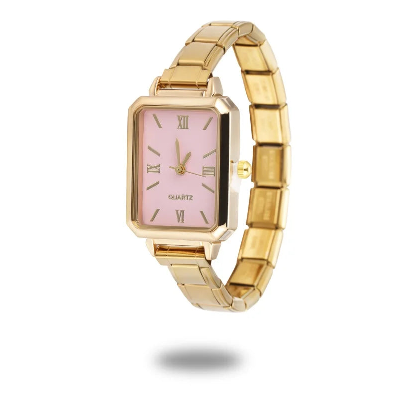 1PC Fashion Stainless Steel Round and Square Simple Watch Bracelet Bangle for Friend Birthday Men's Women's DIY Jewelry Gifts