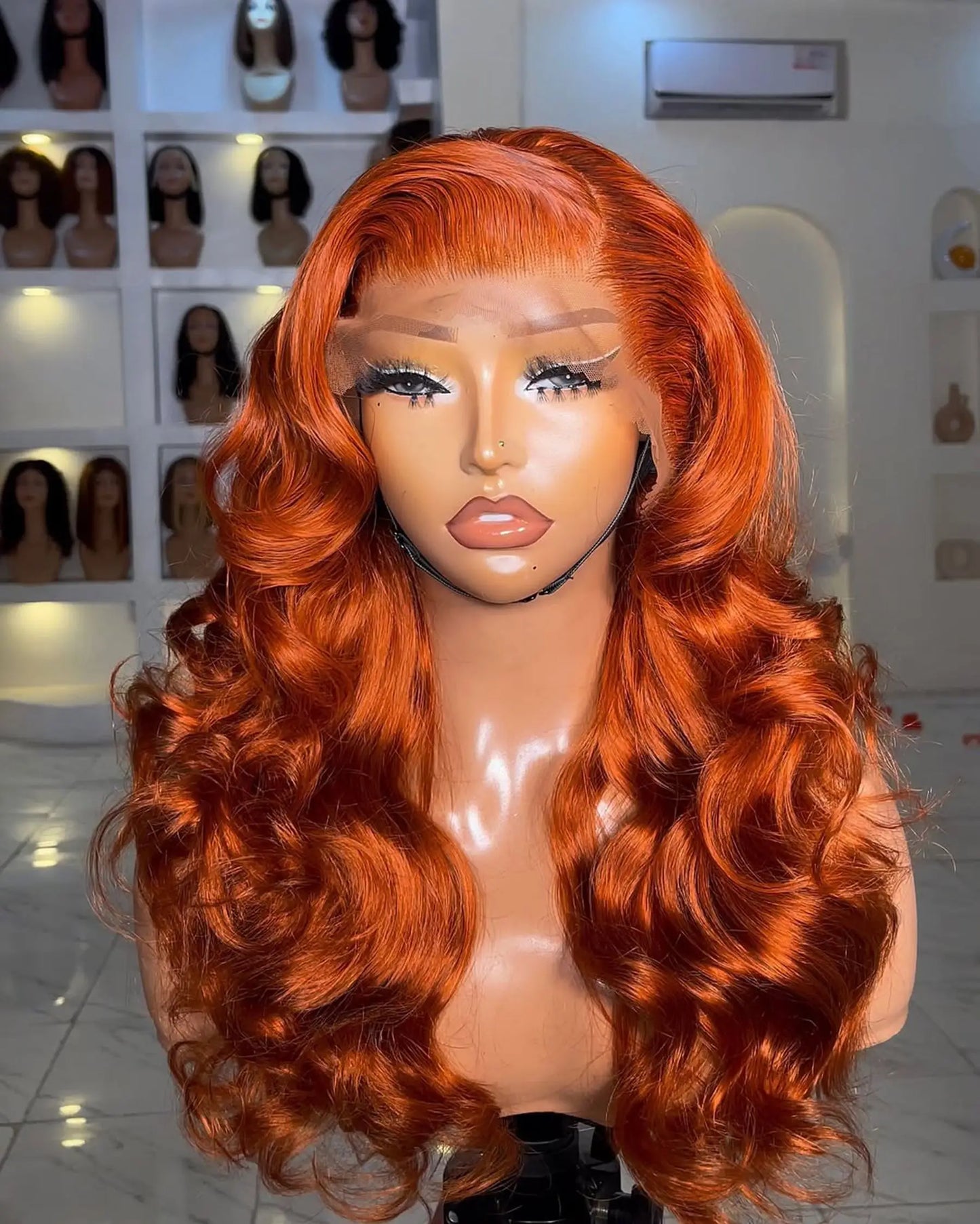Ginger Orange Honey Blonde Color Body Wave Full Soft 13X4 HD Lace Frontal Wig