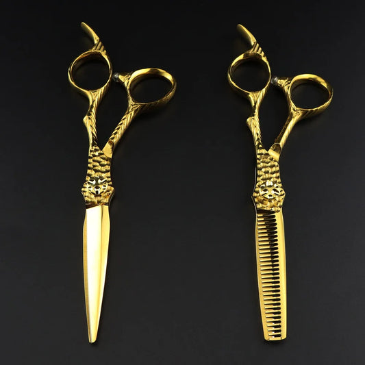 Professional JP 440c steel 6 '' Upscale Gold cut hair scissors haircut thinning barber makas cutting shears hairdresser scissors