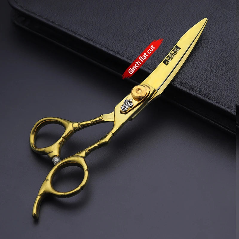 Damascus Hairdressing scissors Gold Professional 6 '' Flower screw haircut thinning barber tools shears hair cutting scissors