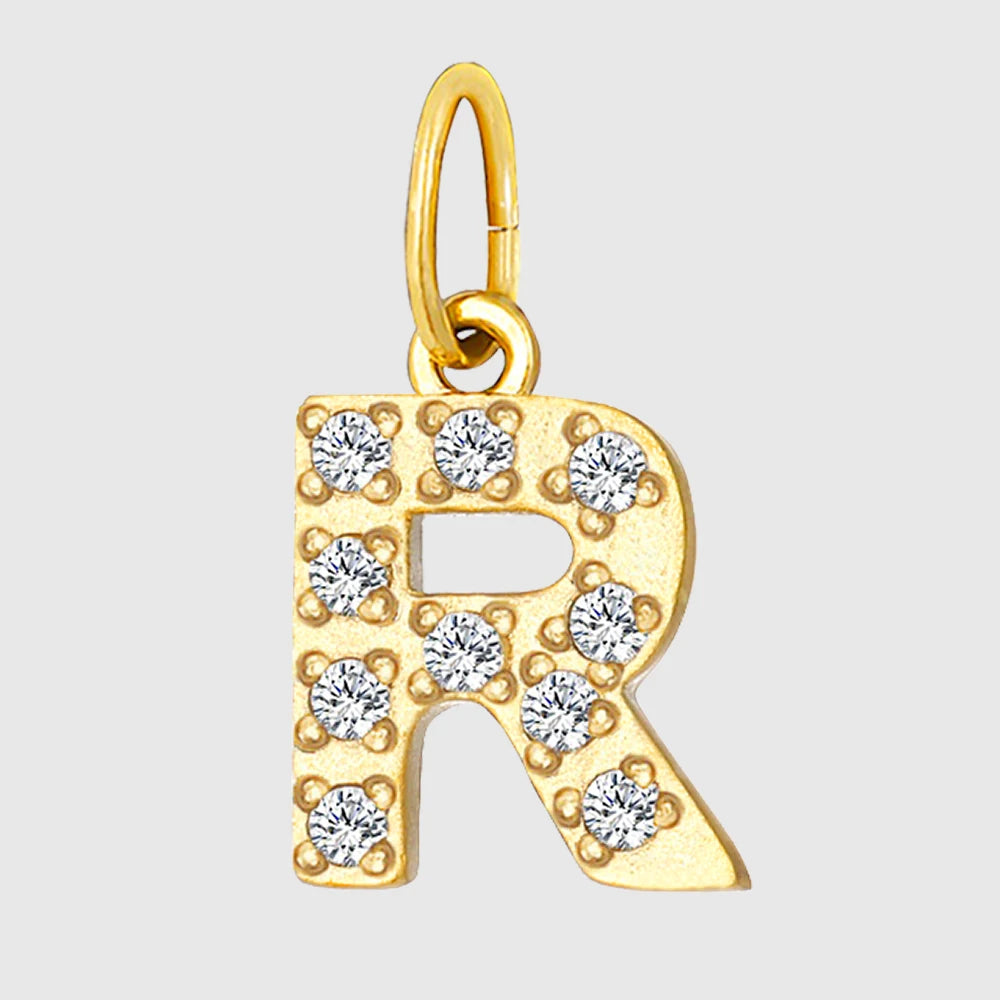 eManco Luxury Zirconia Alphanumeric Pendant Stainless Steel Gold Plated DIY Necklace Wholesale