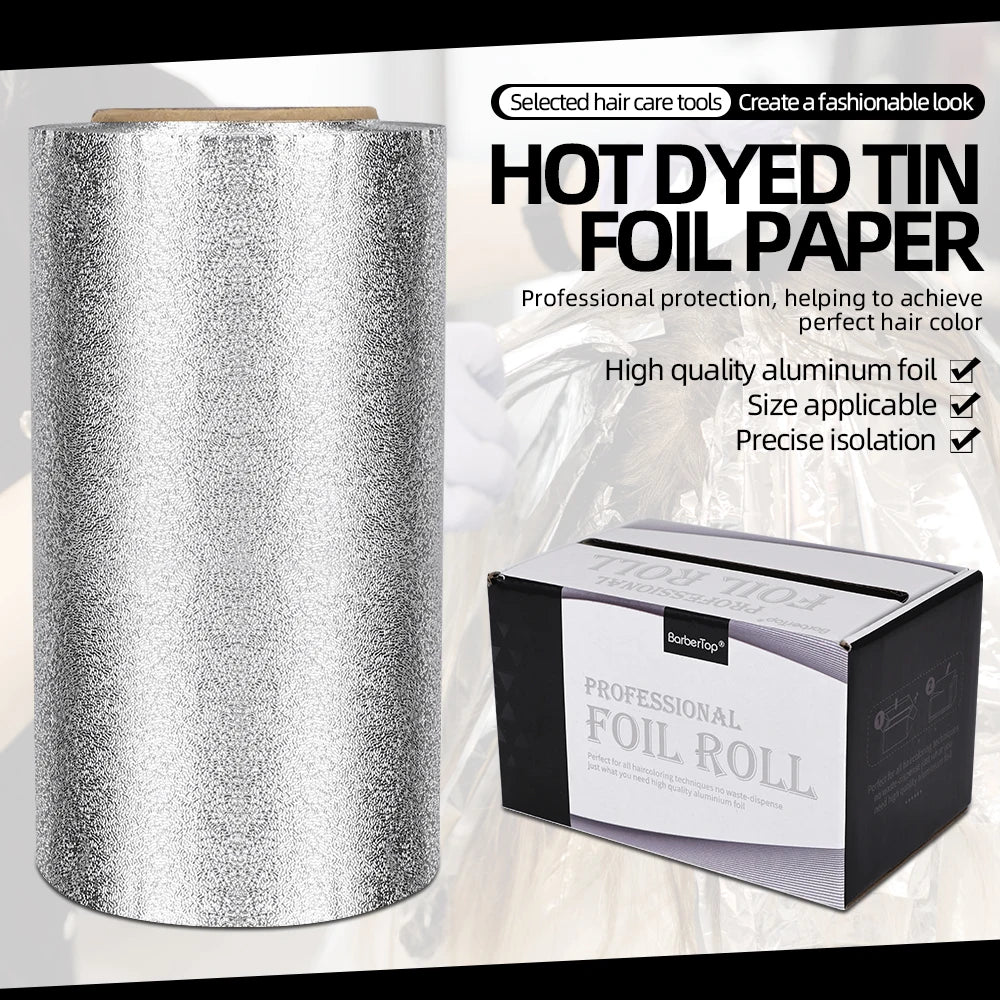 HAIRDRESSING ALUMINIUM FOIL - Thick & Strong Tin Foil Sheets for Hair Coloring, Highlights & Perm, Salon Barber Supplies