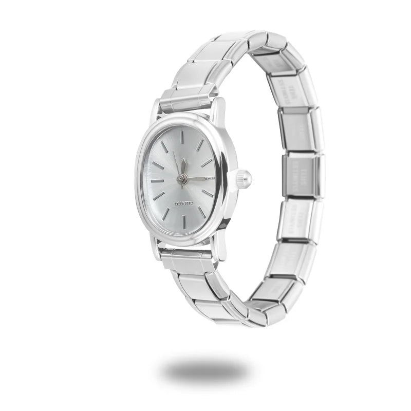 1PC Fashion Stainless Steel Round and Square Simple Watch Bracelet Bangle for Friend Birthday Men's Women's DIY Jewelry Gifts