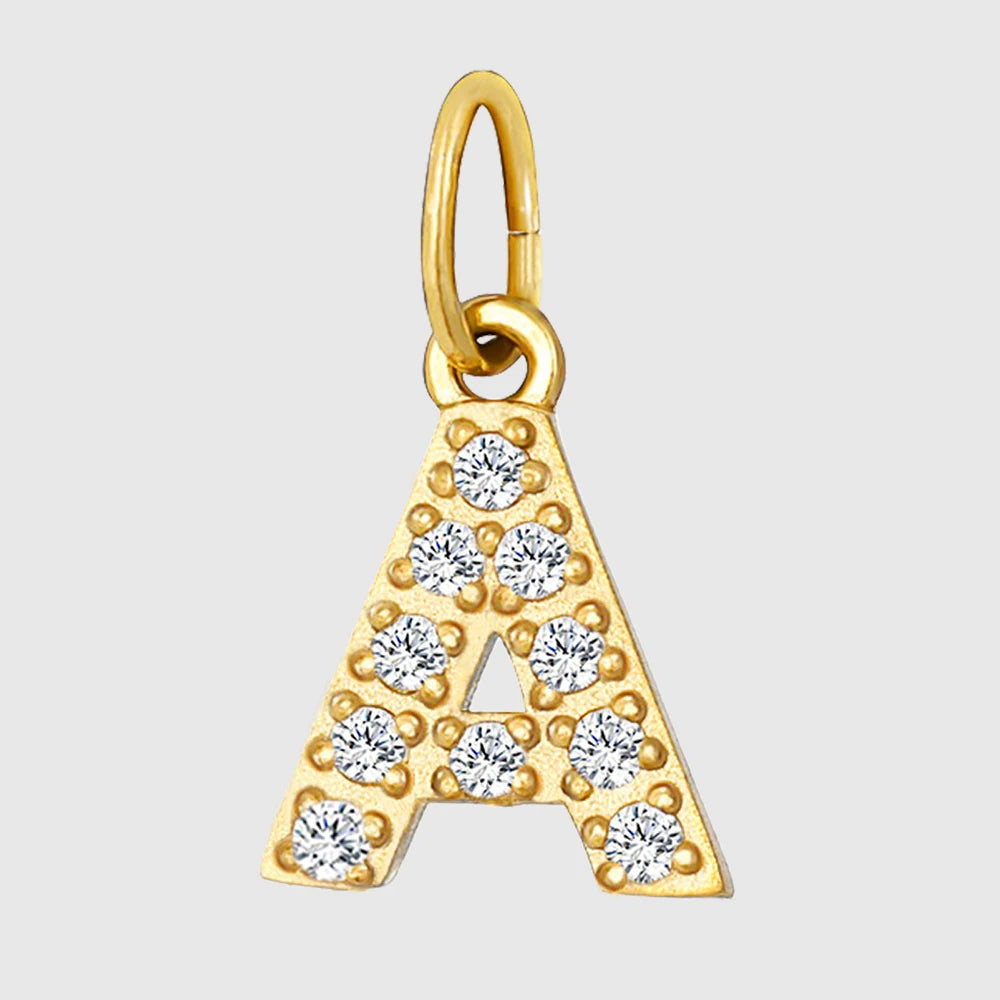 eManco Luxury Zirconia Alphanumeric Pendant Stainless Steel Gold Plated DIY Necklace Wholesale