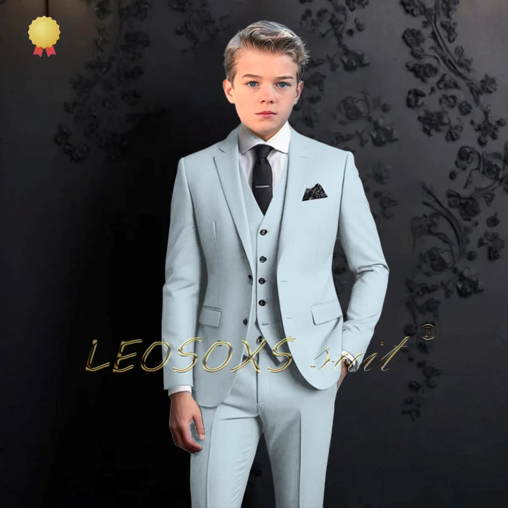 Boys formal suit 3 piece suit, custom notch lapel party wedding (jacket + vest + pants) elegant suit for children aged 2~16