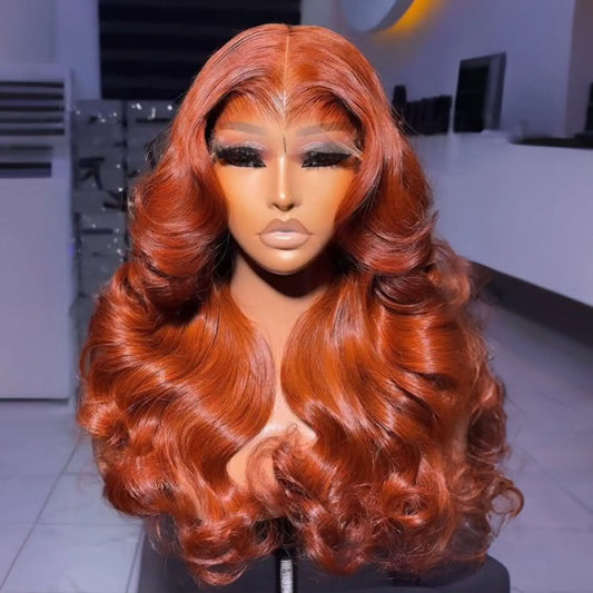 Ginger Orange Honey Blonde Color Body Wave Full Soft 13X4 HD Lace Frontal Wig