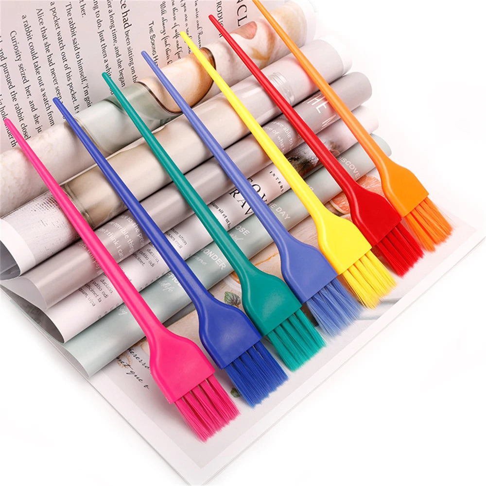 7Pcs/Sets Hairdresser Dye Brush Rat Tail Tinting Colorful Handle Hair Coloring Applicator Combs Salon Hairdressing Style Tools