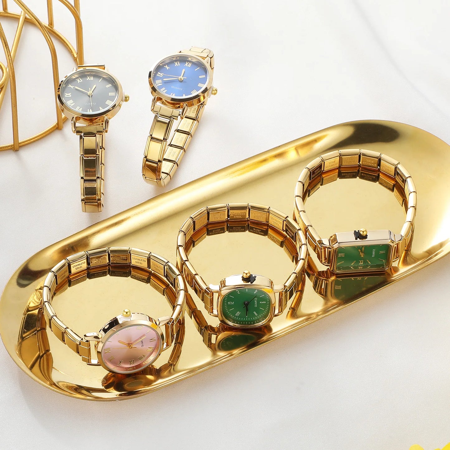 1PC Fashion Stainless Steel Round and Square Simple Watch Bracelet Bangle for Friend Birthday Men's Women's DIY Jewelry Gifts