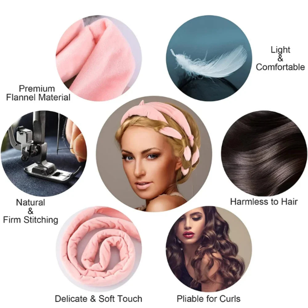 Heatless Curling Rod Headband Hair Curlers No Heat Ribbon Lazy Hair Rollers Silk Curls Sleeping Soft Headband Hair Styling Tools
