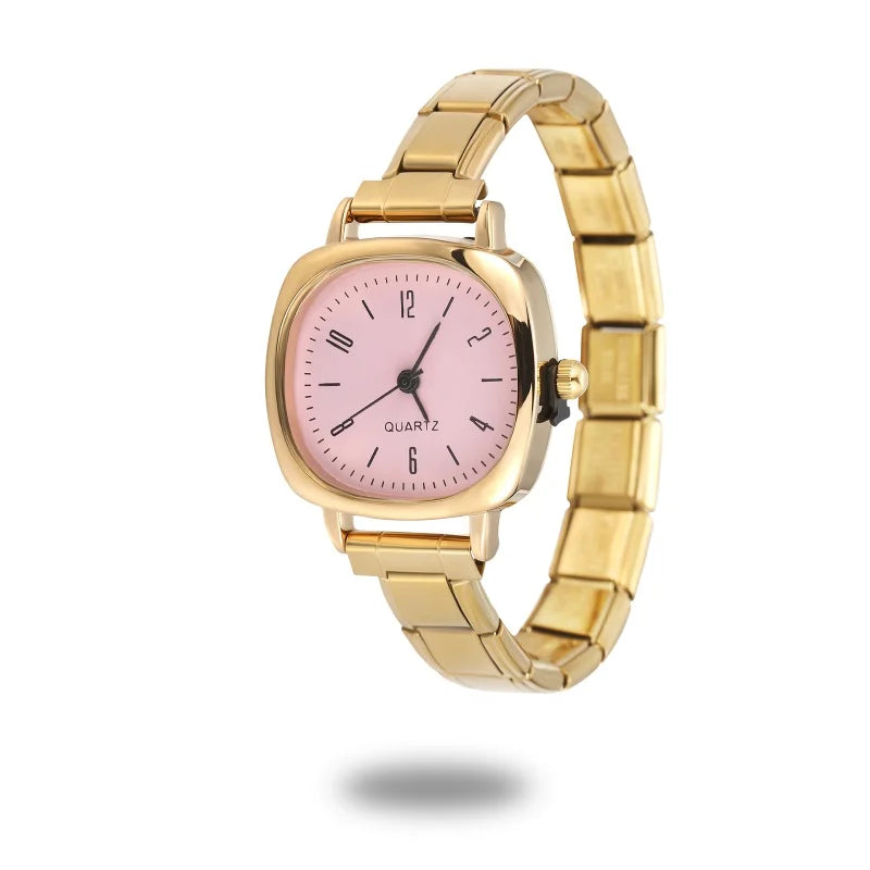 1PC Fashion Stainless Steel Round and Square Simple Watch Bracelet Bangle for Friend Birthday Men's Women's DIY Jewelry Gifts