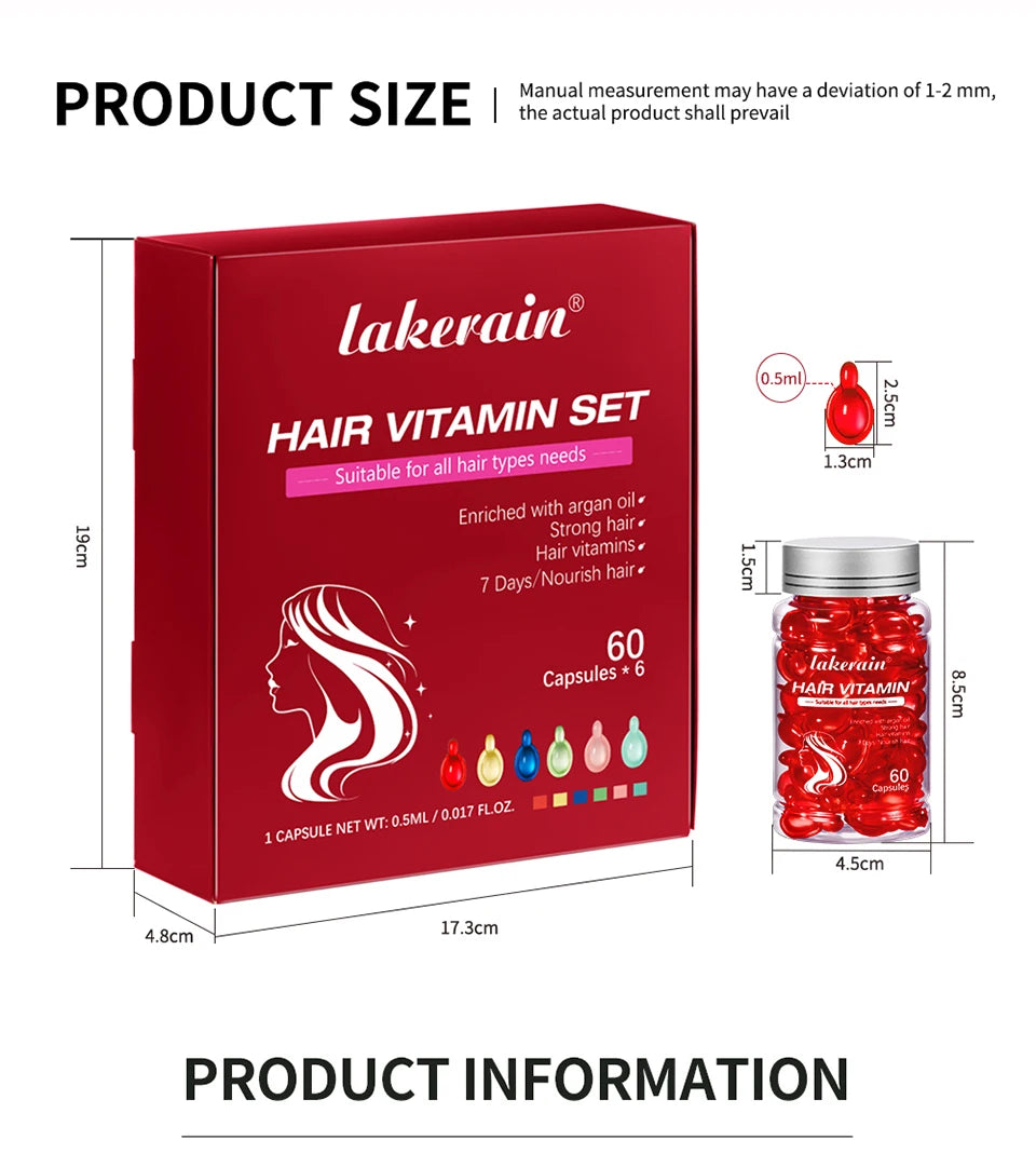 6pcs Moroccan Vitamin Oil Hair Care Essence Damaged Nutrition Repair Hair Splitting Improvement Treatment Products 60 Capsules