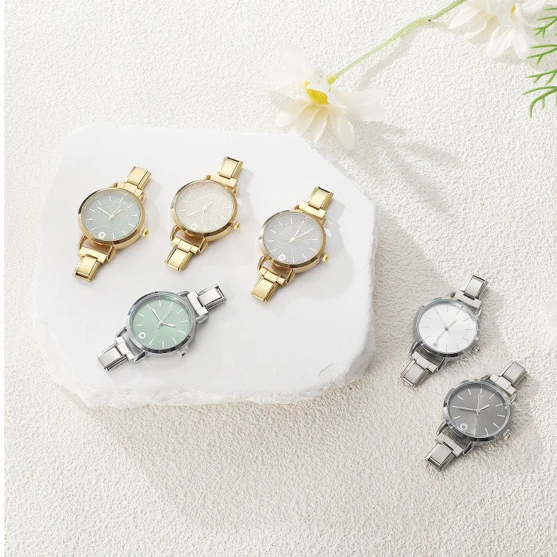 1PC Fashion Stainless Steel Round and Square Simple Watch Bracelet Bangle for Friend Birthday Men's Women's DIY Jewelry Gifts