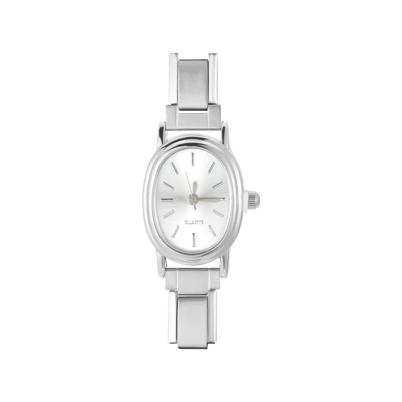 1PC Fashion Stainless Steel Round and Square Simple Watch Bracelet Bangle for Friend Birthday Men's Women's DIY Jewelry Gifts