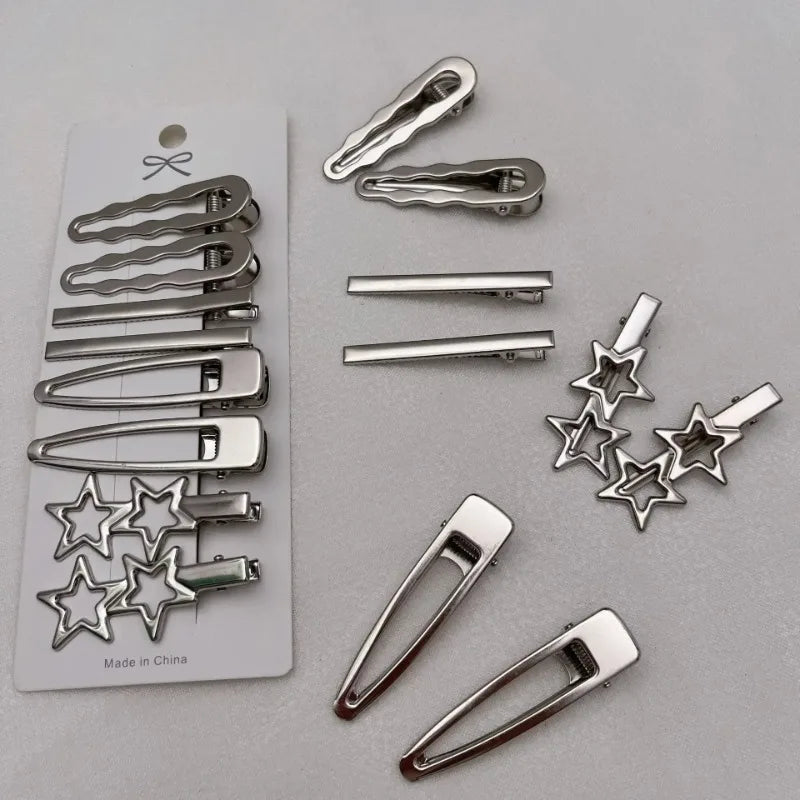 Sliver Metal Hair Clips for Women, Y2K Duckbill Hairpin, Personality Bangs Side Headwear, Barrettes Hairclip Styling Accessories