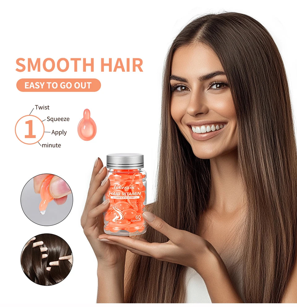 6pcs Moroccan Vitamin Oil Hair Care Essence Damaged Nutrition Repair Hair Splitting Improvement Treatment Products 60 Capsules