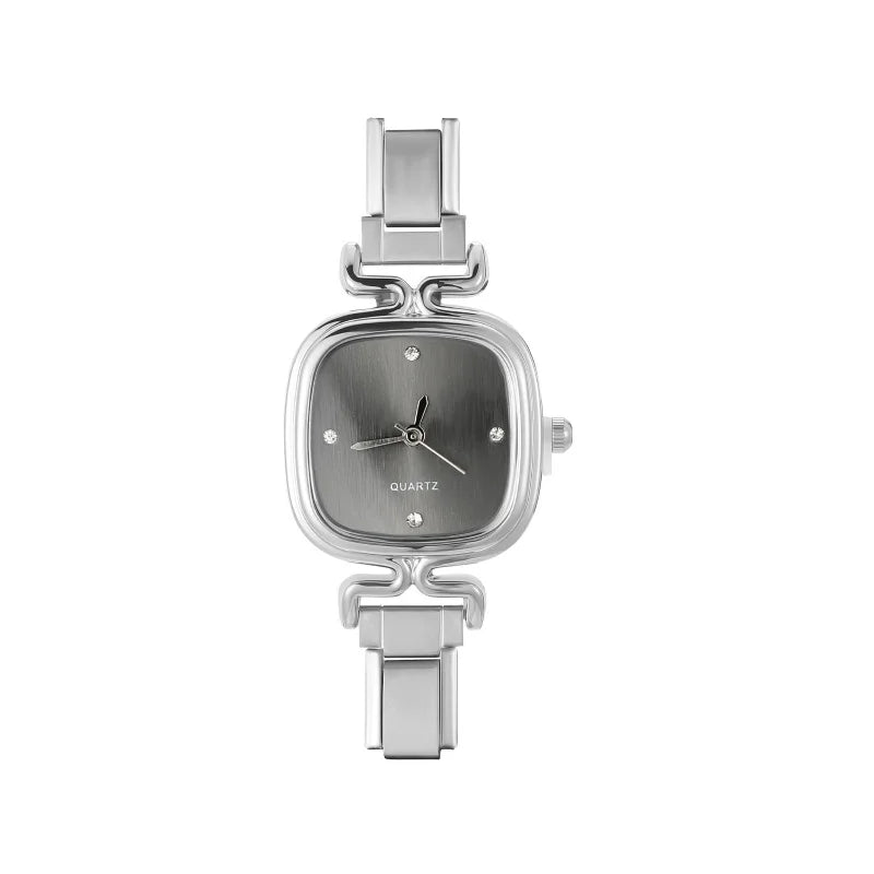 1PC Fashion Stainless Steel Round and Square Simple Watch Bracelet Bangle for Friend Birthday Men's Women's DIY Jewelry Gifts