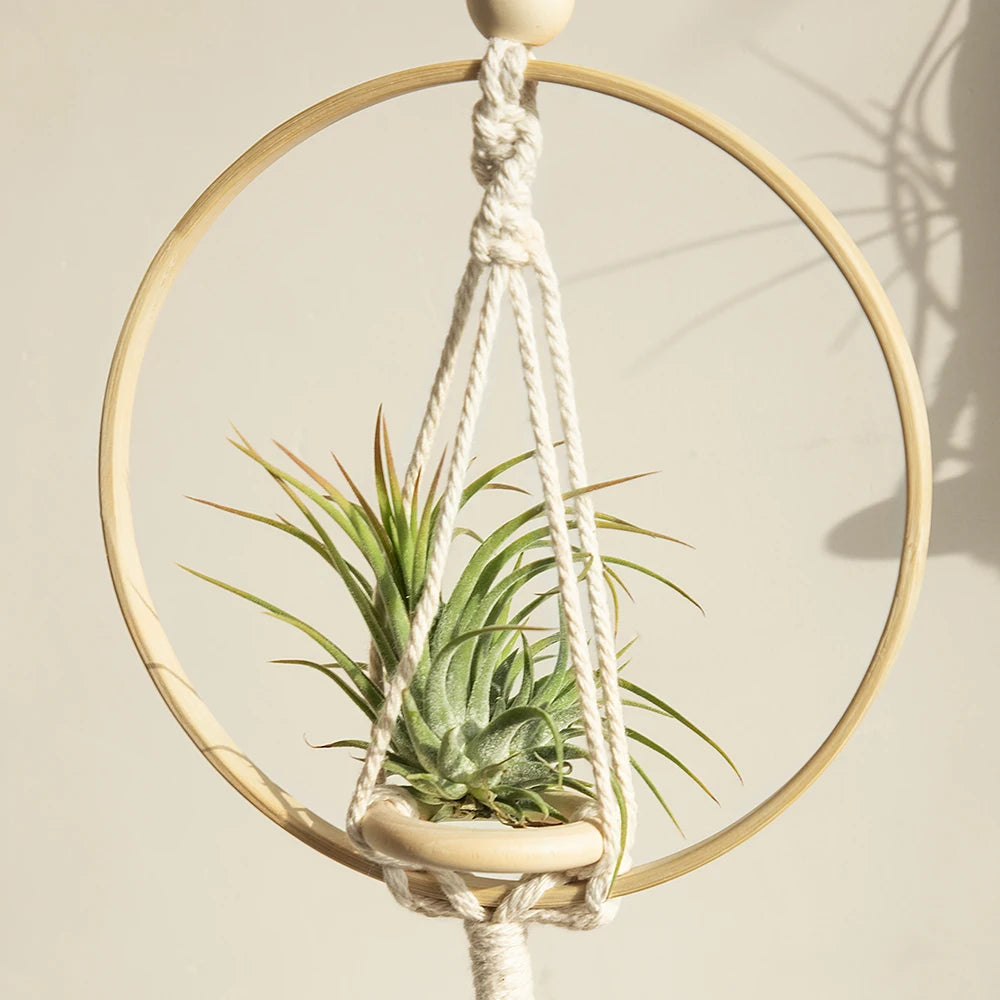 Macrame Air Hanging Planter Flower Pots Boho Home Decor Rope Plant Holder Woven Basket Balcony Garden Bedroom Decorative Gift