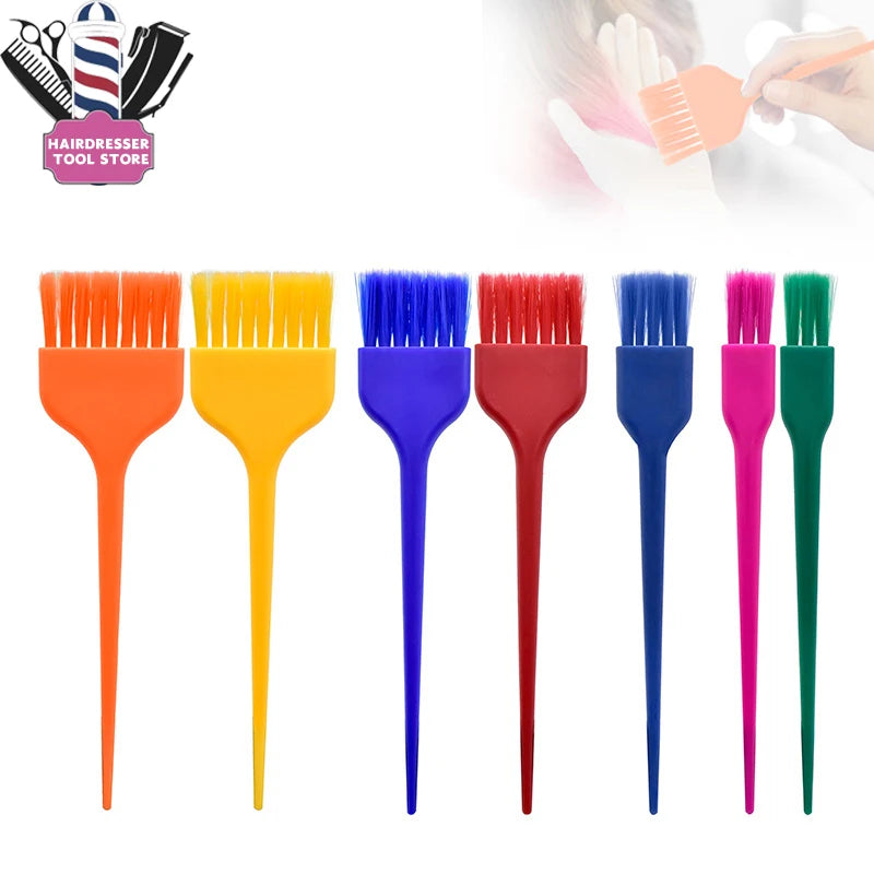 7Pcs/Sets Hairdresser Dye Brush Rat Tail Tinting Colorful Handle Hair Coloring Applicator Combs Salon Hairdressing Style Tools