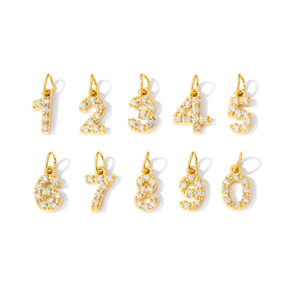 eManco Luxury Zirconia Alphanumeric Pendant Stainless Steel Gold Plated DIY Necklace Wholesale