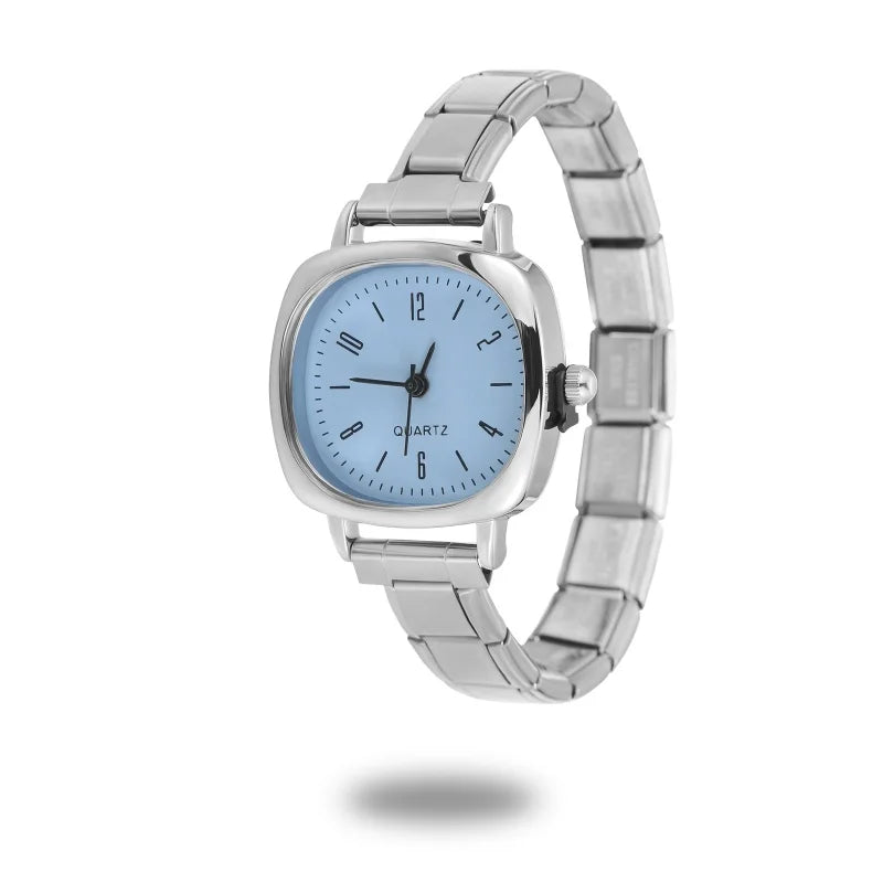 1PC Fashion Stainless Steel Round and Square Simple Watch Bracelet Bangle for Friend Birthday Men's Women's DIY Jewelry Gifts