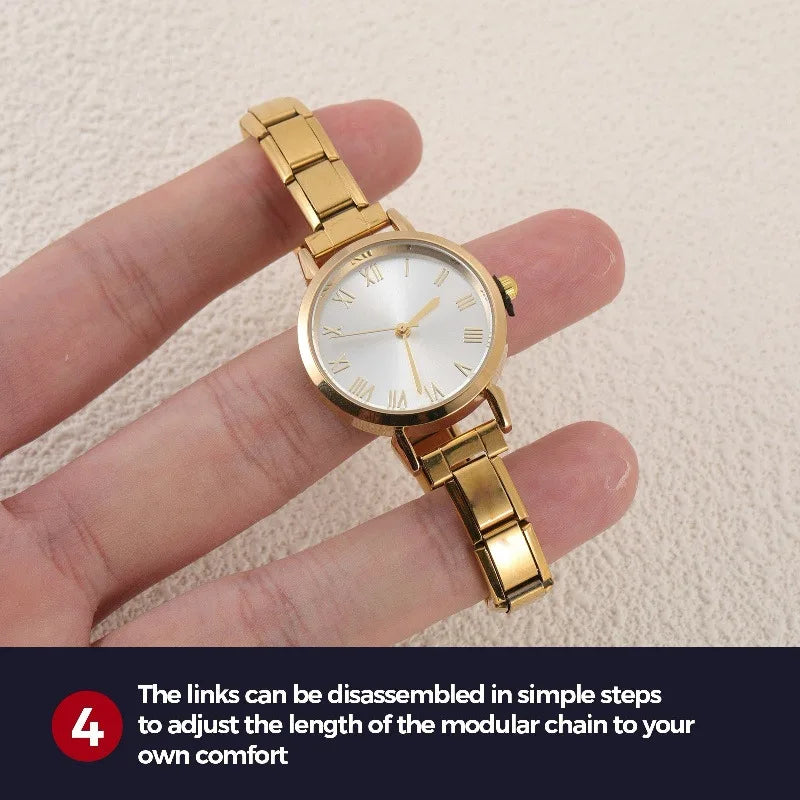 1PC Fashion Stainless Steel Round and Square Simple Watch Bracelet Bangle for Friend Birthday Men's Women's DIY Jewelry Gifts