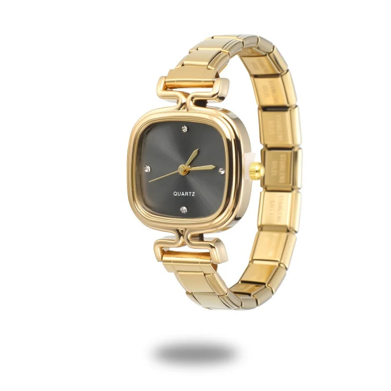 1PC Fashion Stainless Steel Round and Square Simple Watch Bracelet Bangle for Friend Birthday Men's Women's DIY Jewelry Gifts