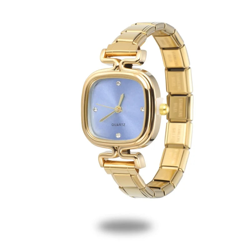 1PC Fashion Stainless Steel Round and Square Simple Watch Bracelet Bangle for Friend Birthday Men's Women's DIY Jewelry Gifts