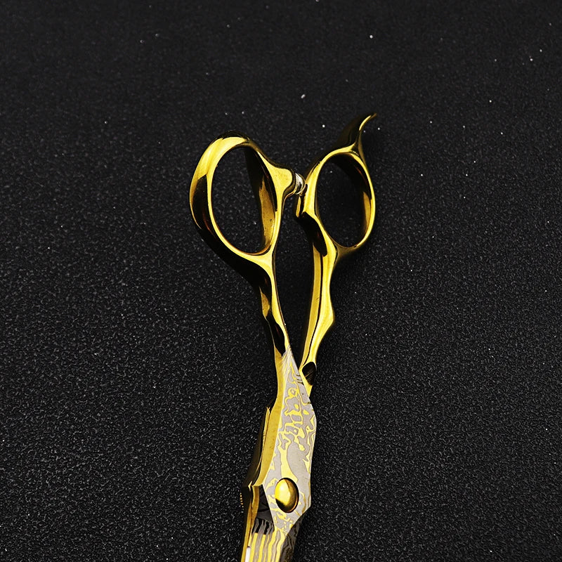 Damascus Hairdressing scissors Gold Professional 6 '' Flower screw haircut thinning barber tools shears hair cutting scissors