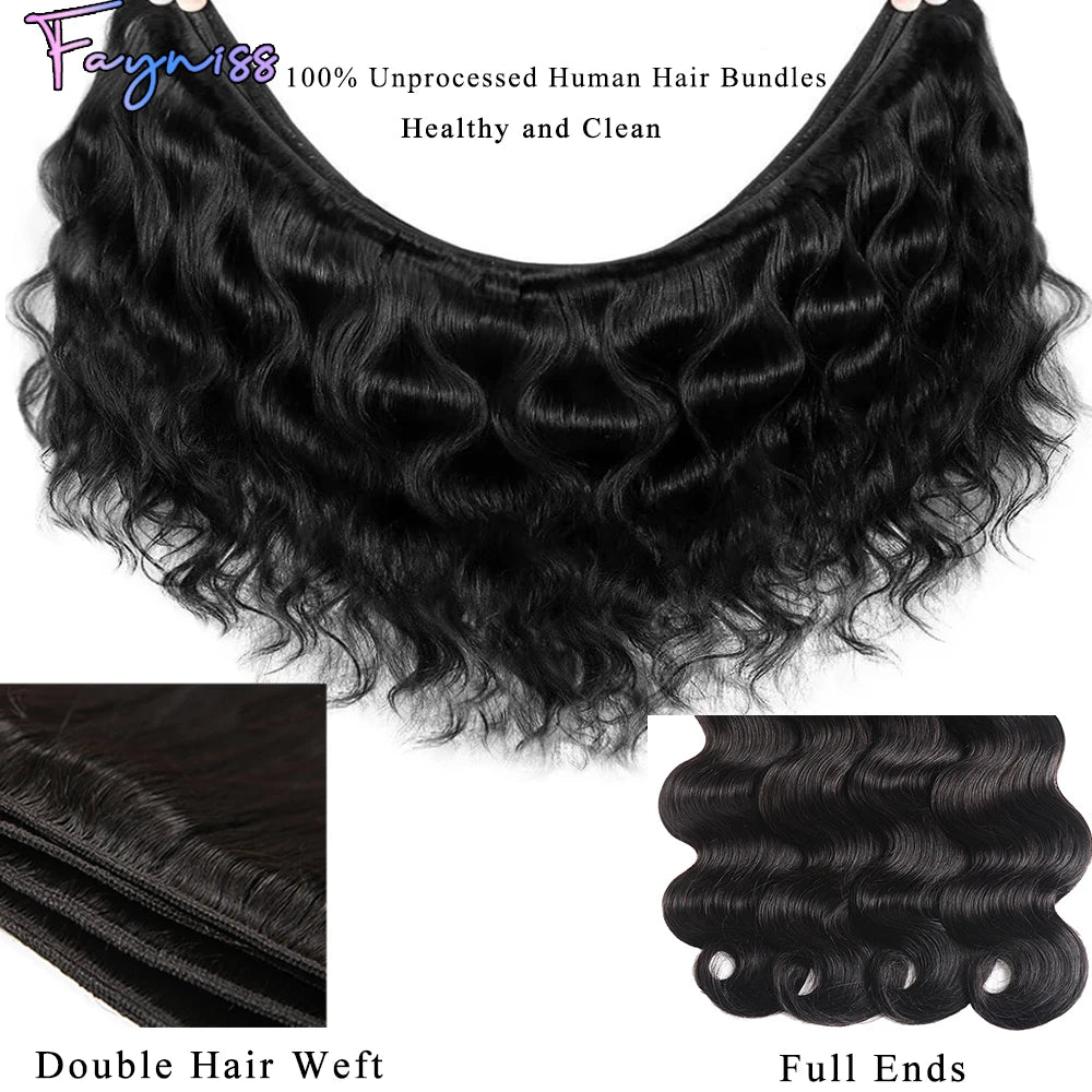 Fayniss Body Wave Human Hair Weave 1/3/4 Bundles Brazilian Raw Remy Human Hair Bundles 100% Unprocessed Human Hair Extension