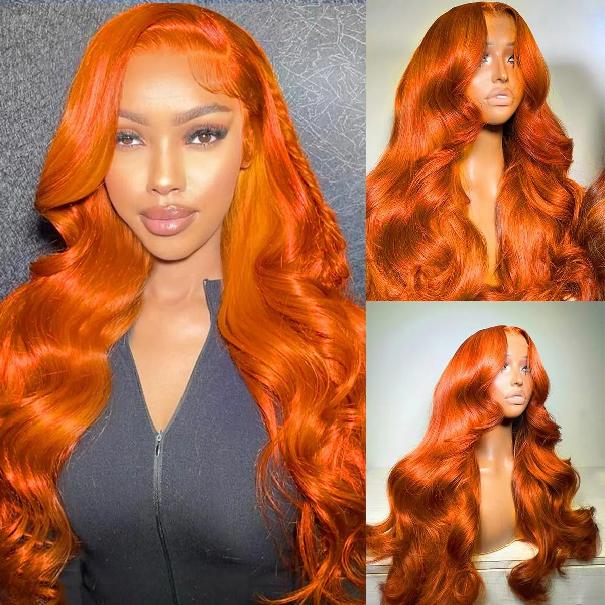 Ginger Human Hair Wig Body Wave Frontal Wig 13X6 Human Hair 30 Inch Lace Front Wigs Colored Brazilian Hair For Women 200 Density