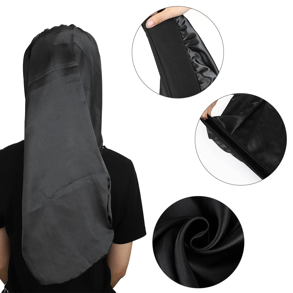 Satin Bonnet Long Hair Hat Soft Elastic Band Nightcap Silky Cap Curly Hair Braids Dreadlocks Care Wrap For Women Men Unisex