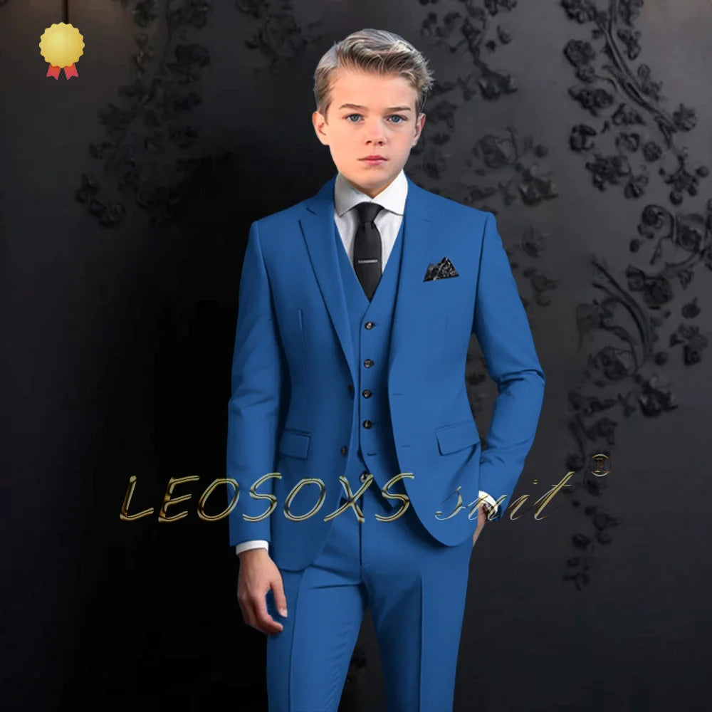 Boys formal suit 3 piece suit, custom notch lapel party wedding (jacket + vest + pants) elegant suit for children aged 2~16