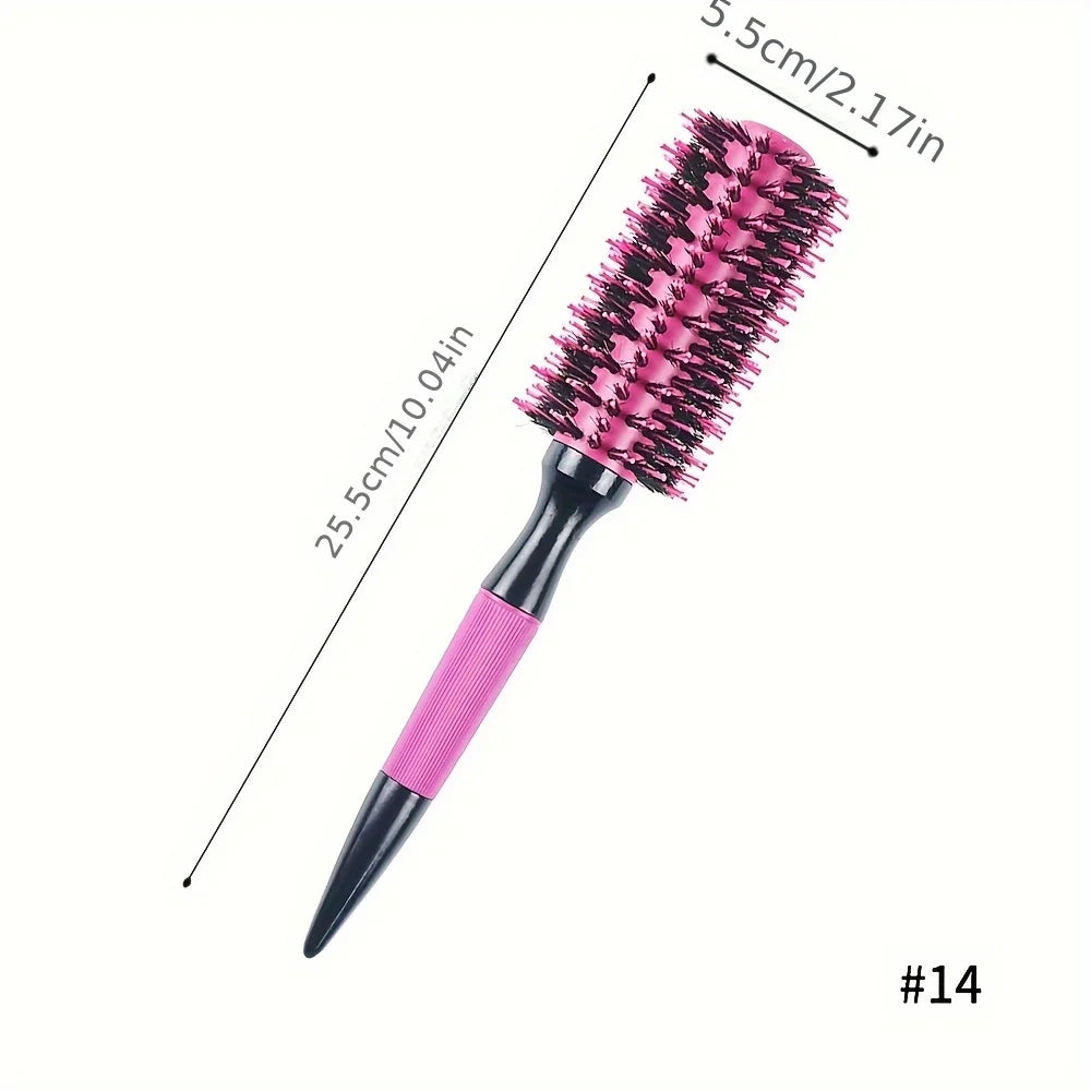 6pcs/ pink aluminum tube roller comb set inner buckle pear hot, high temperature anti-static hair styling comb roller comb