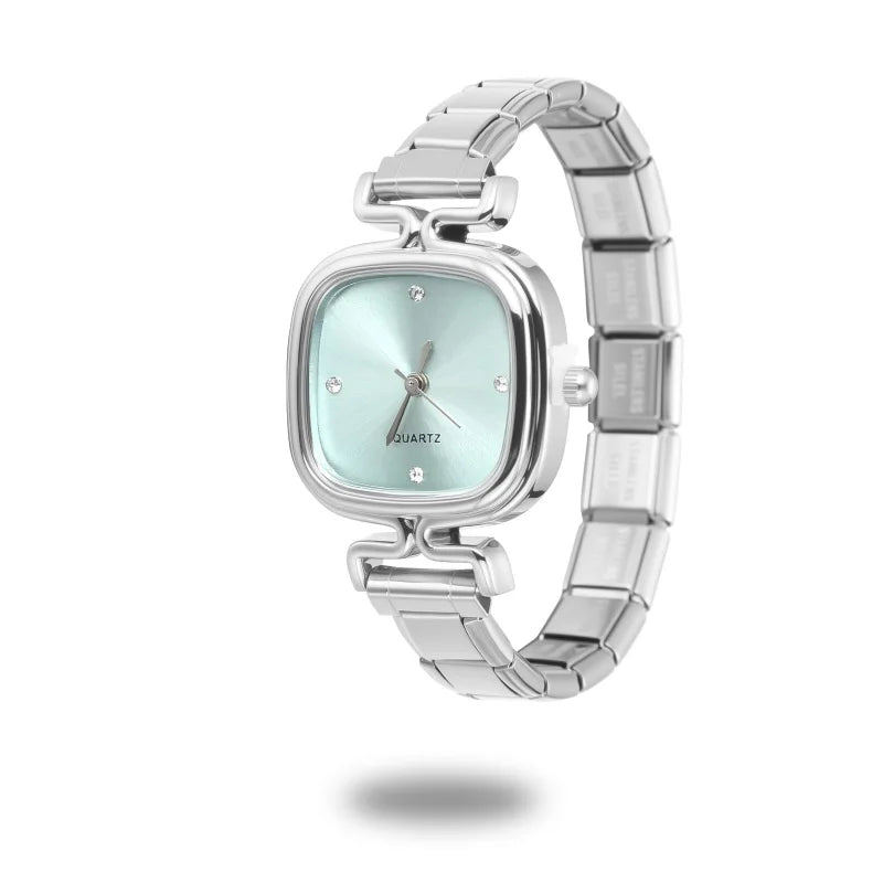 1PC Fashion Stainless Steel Round and Square Simple Watch Bracelet Bangle for Friend Birthday Men's Women's DIY Jewelry Gifts