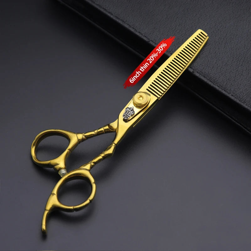 Damascus Hairdressing scissors Gold Professional 6 '' Flower screw haircut thinning barber tools shears hair cutting scissors