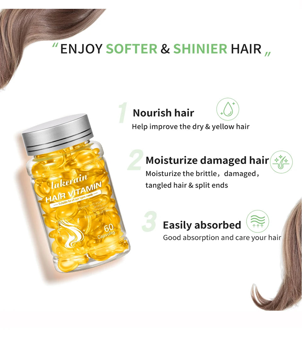 6pcs Moroccan Vitamin Oil Hair Care Essence Damaged Nutrition Repair Hair Splitting Improvement Treatment Products 60 Capsules