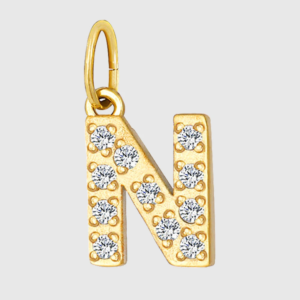 eManco Luxury Zirconia Alphanumeric Pendant Stainless Steel Gold Plated DIY Necklace Wholesale