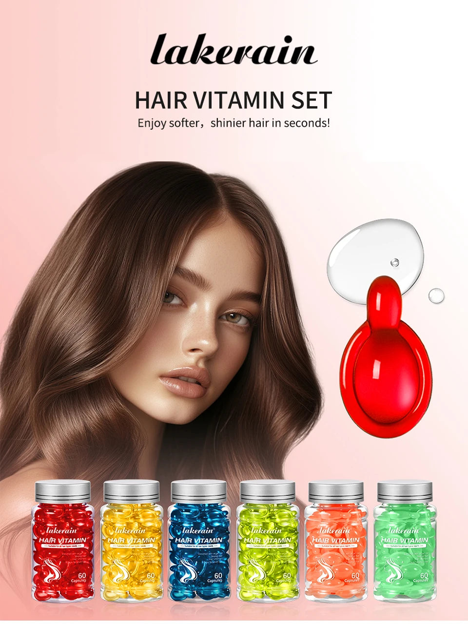 6pcs Moroccan Vitamin Oil Hair Care Essence Damaged Nutrition Repair Hair Splitting Improvement Treatment Products 60 Capsules